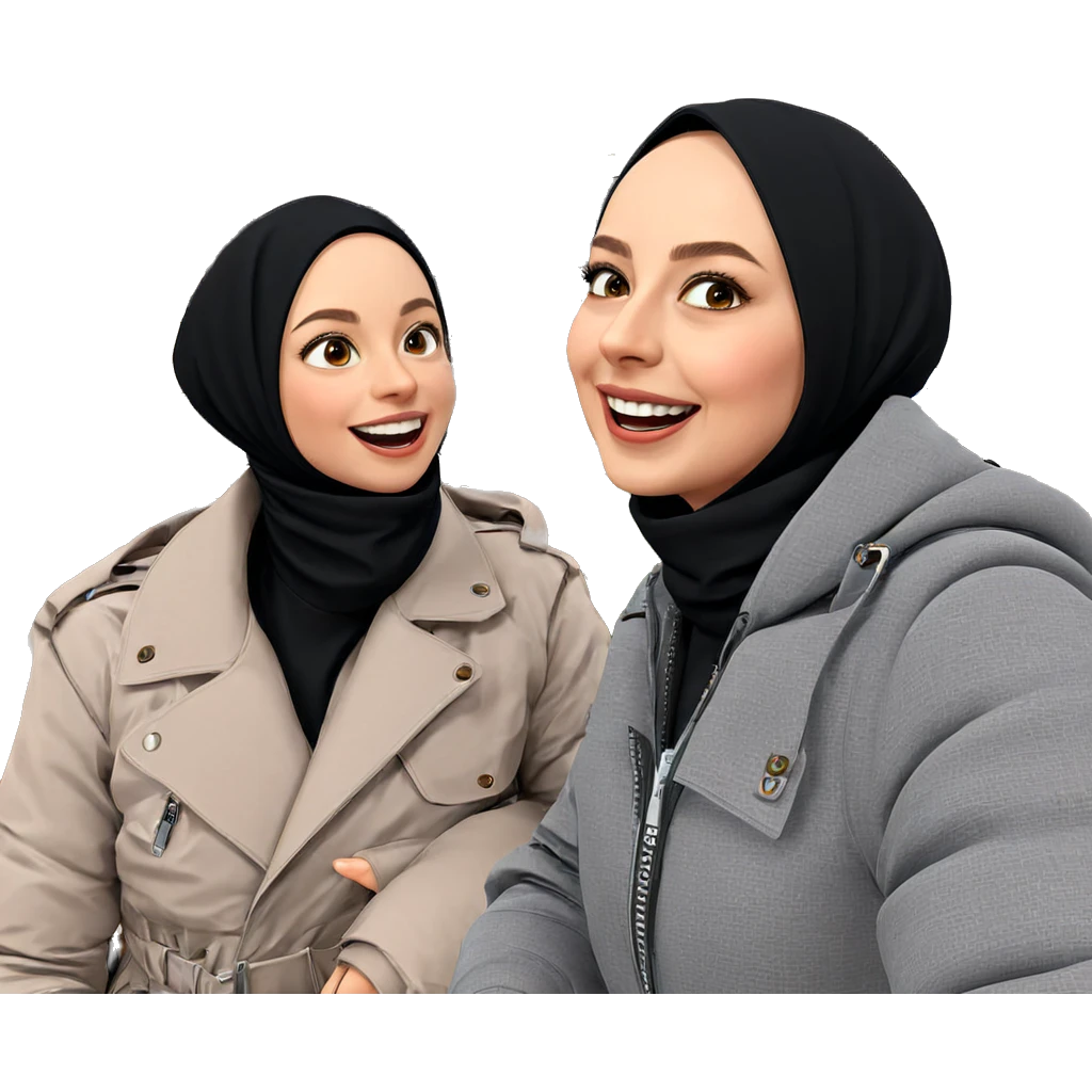 happy girls in jackets emoji