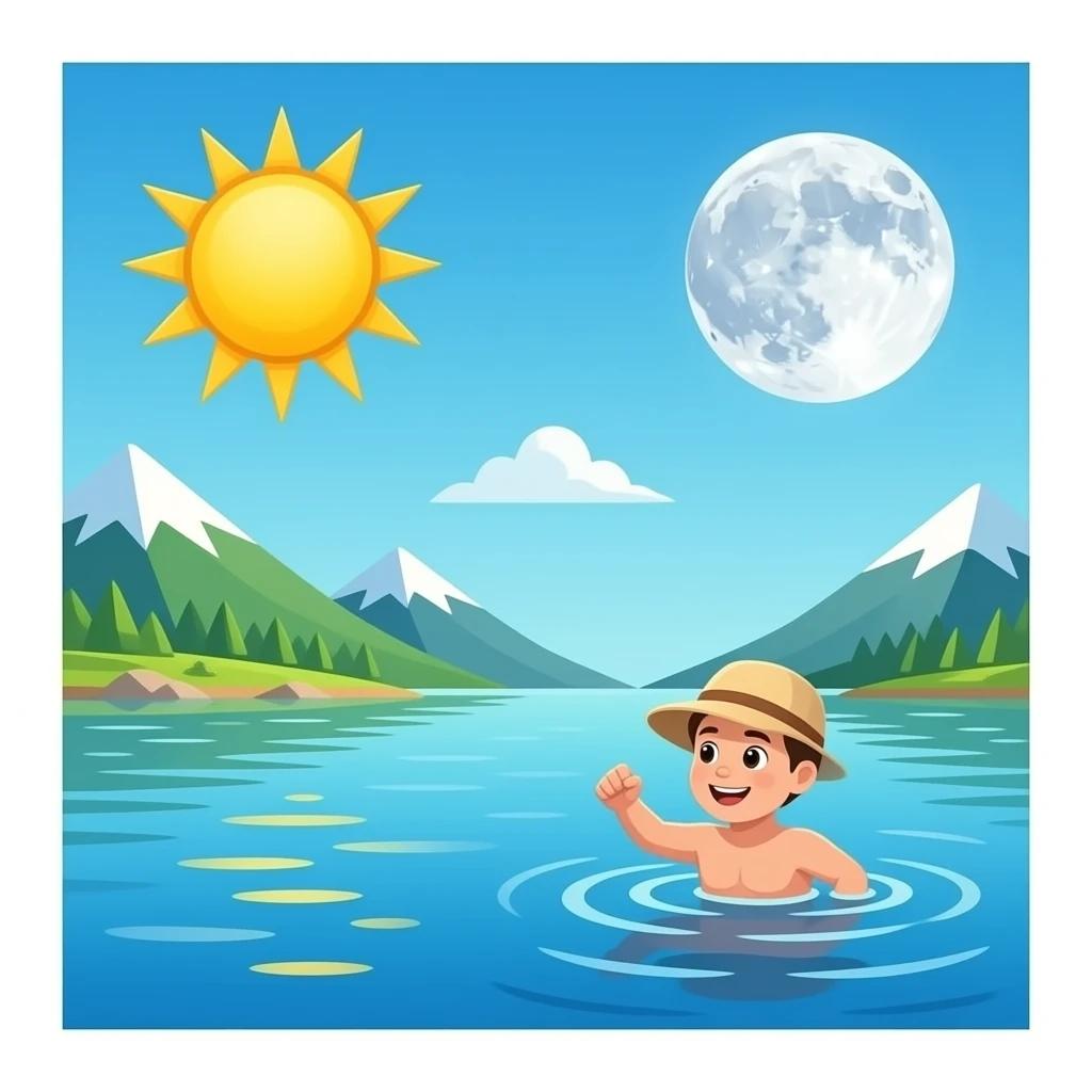 Sun and moon swimming in the In-yō emoji