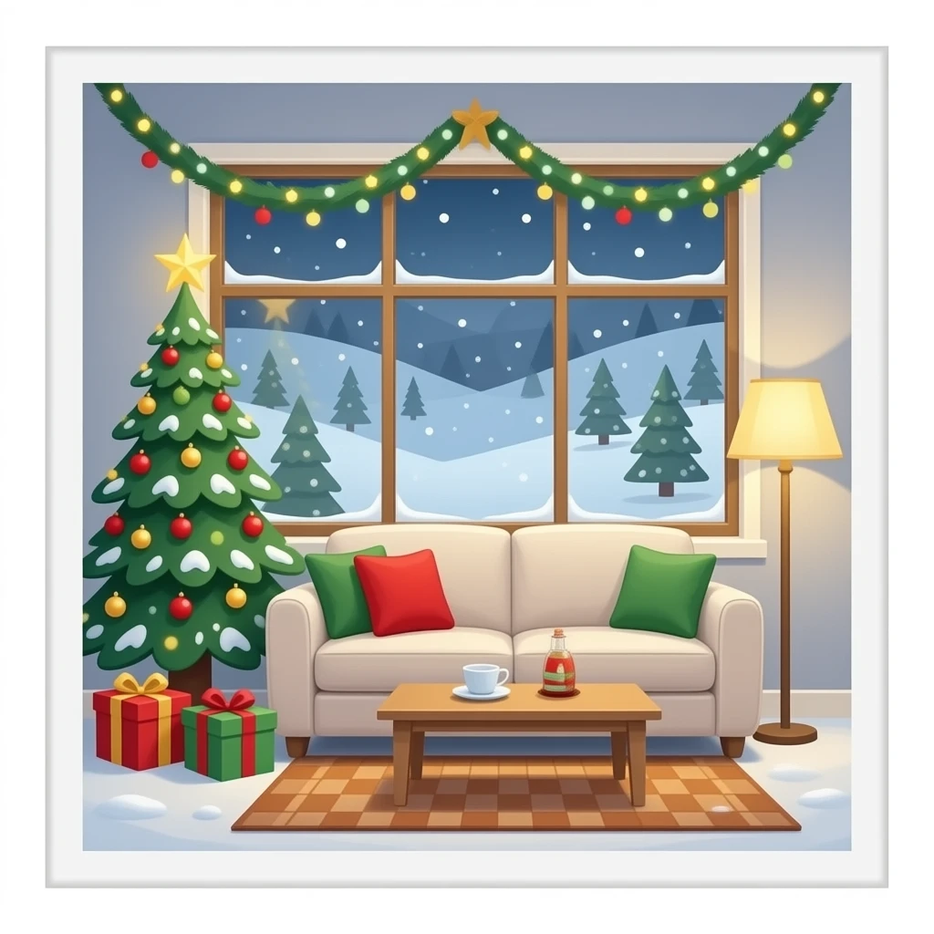 nice Christmas lounge area with single sofa emoji
