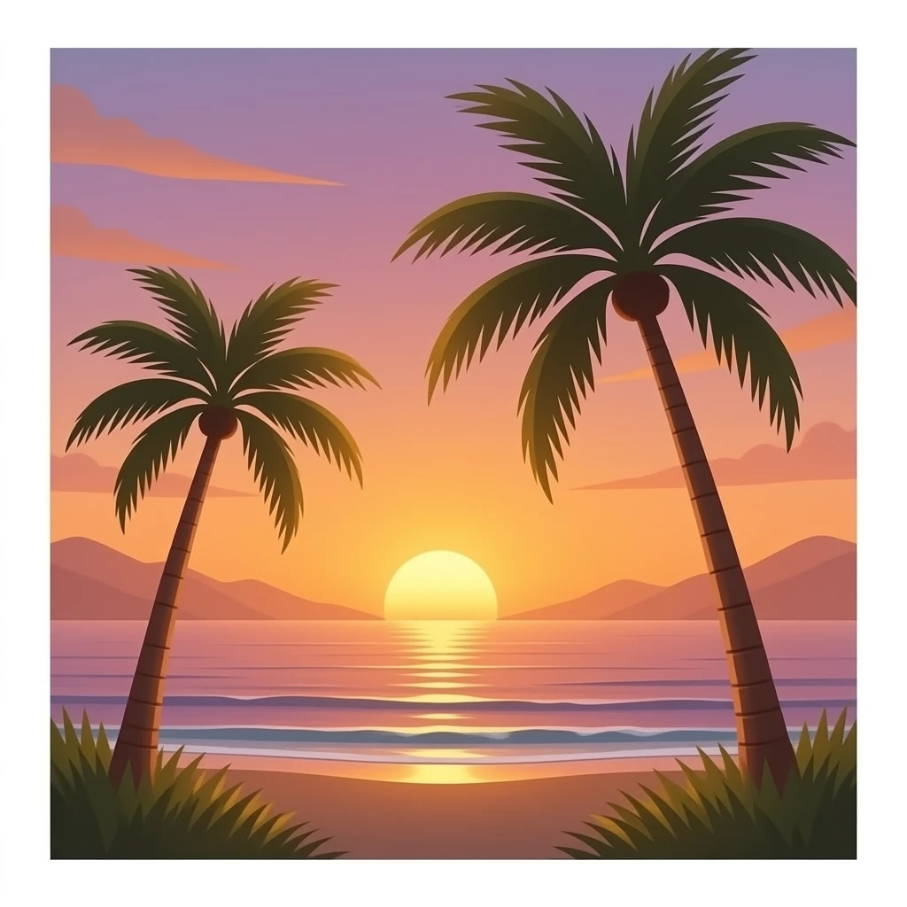 sun-set & palm tree emoji