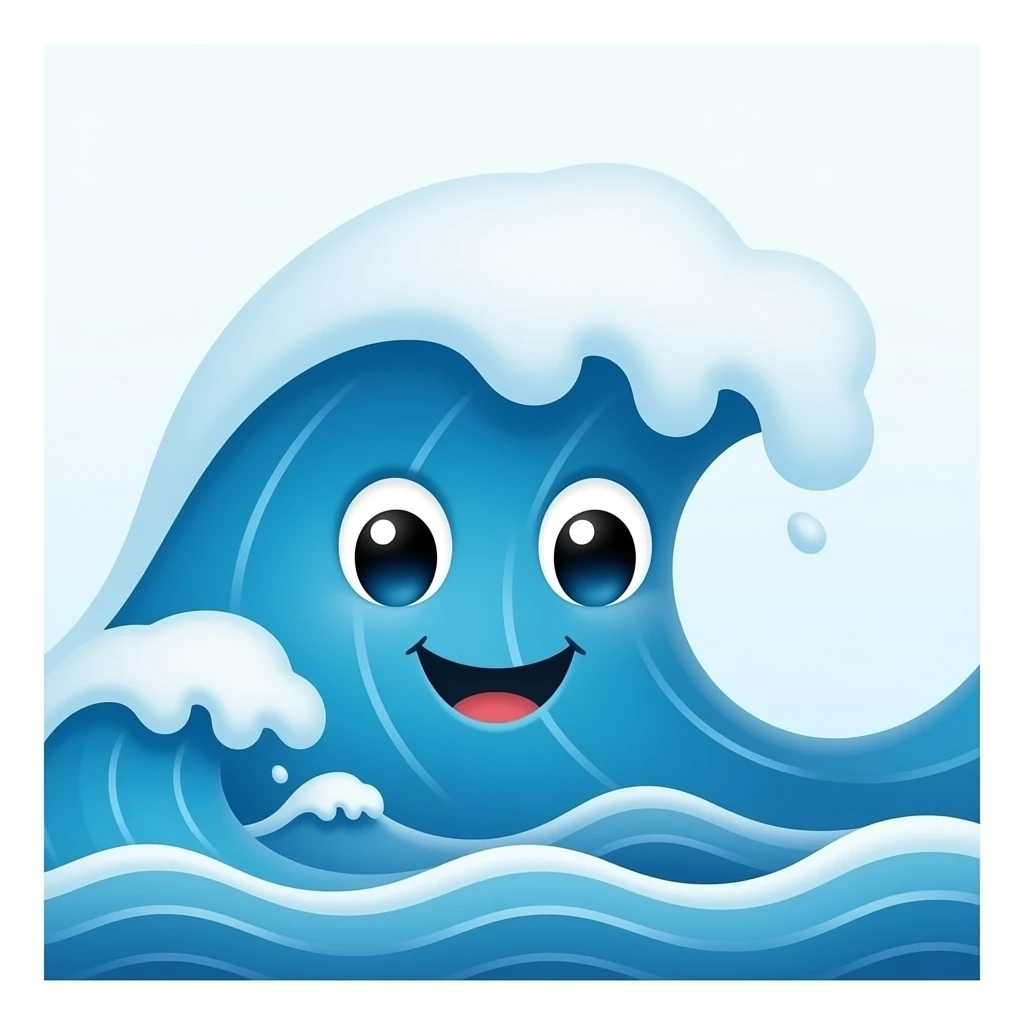 Un tsunami con cara feliz emoji