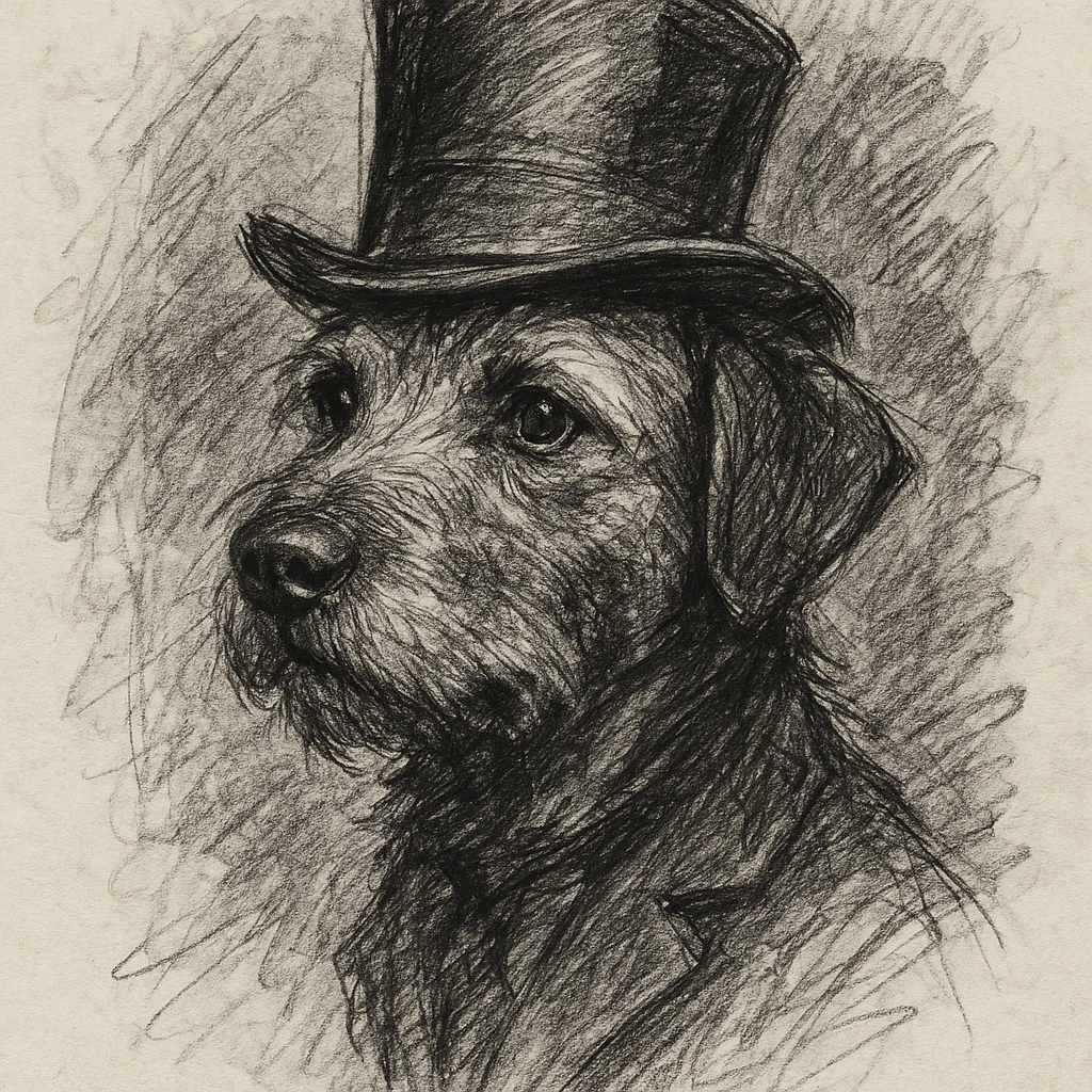 dog with tophat emoji