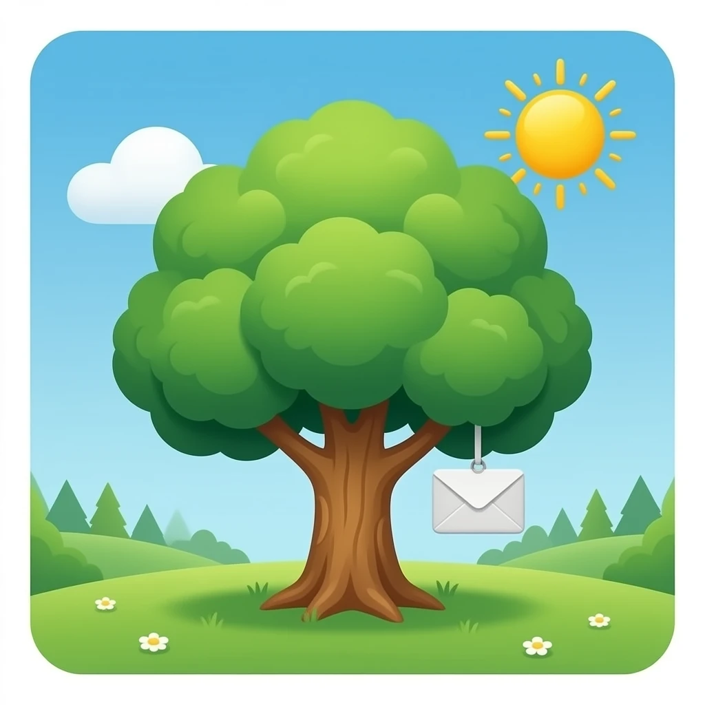 편지 아이콘 ✉️이 매달려있는 나무 emoji