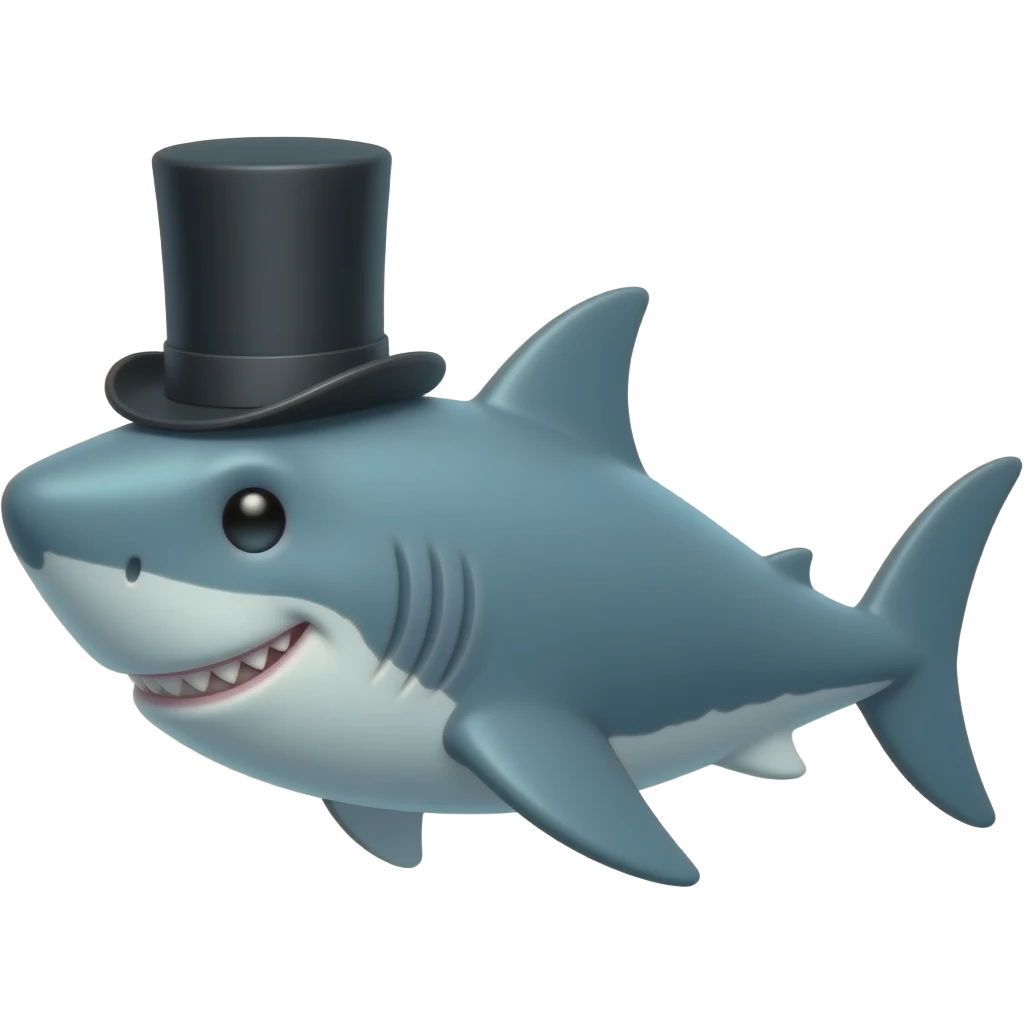 Shark with a top hat emoji