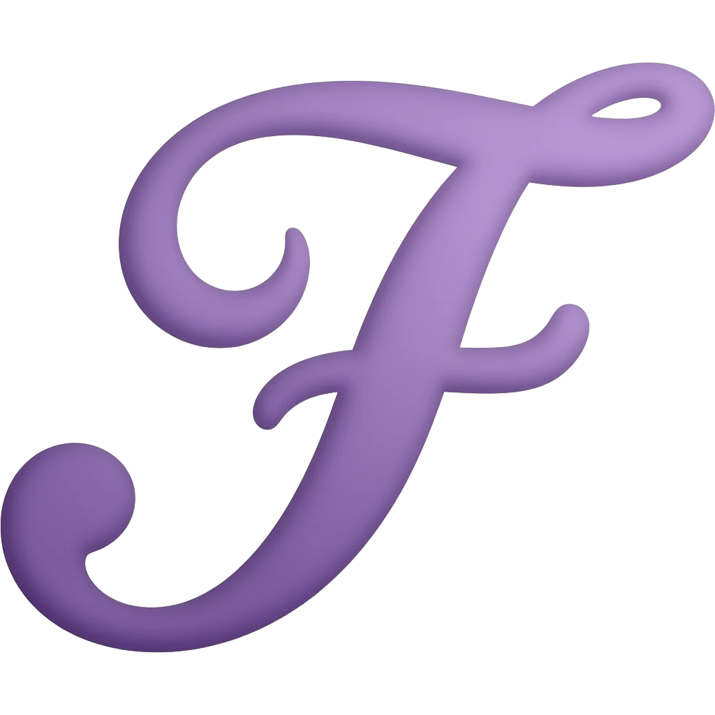 purple letter uppercase f in a cursive style emoji