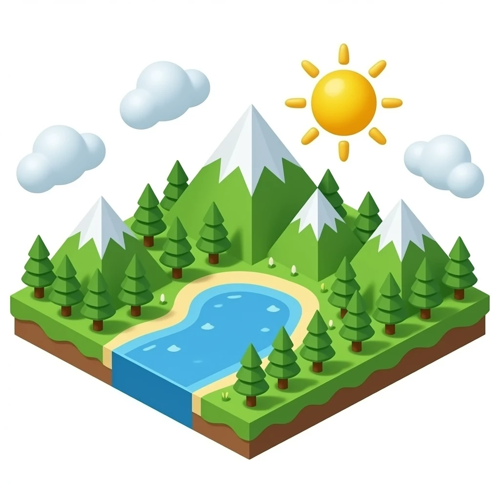 lake landscape isometric 3d NO MAN`S LAKE emoji