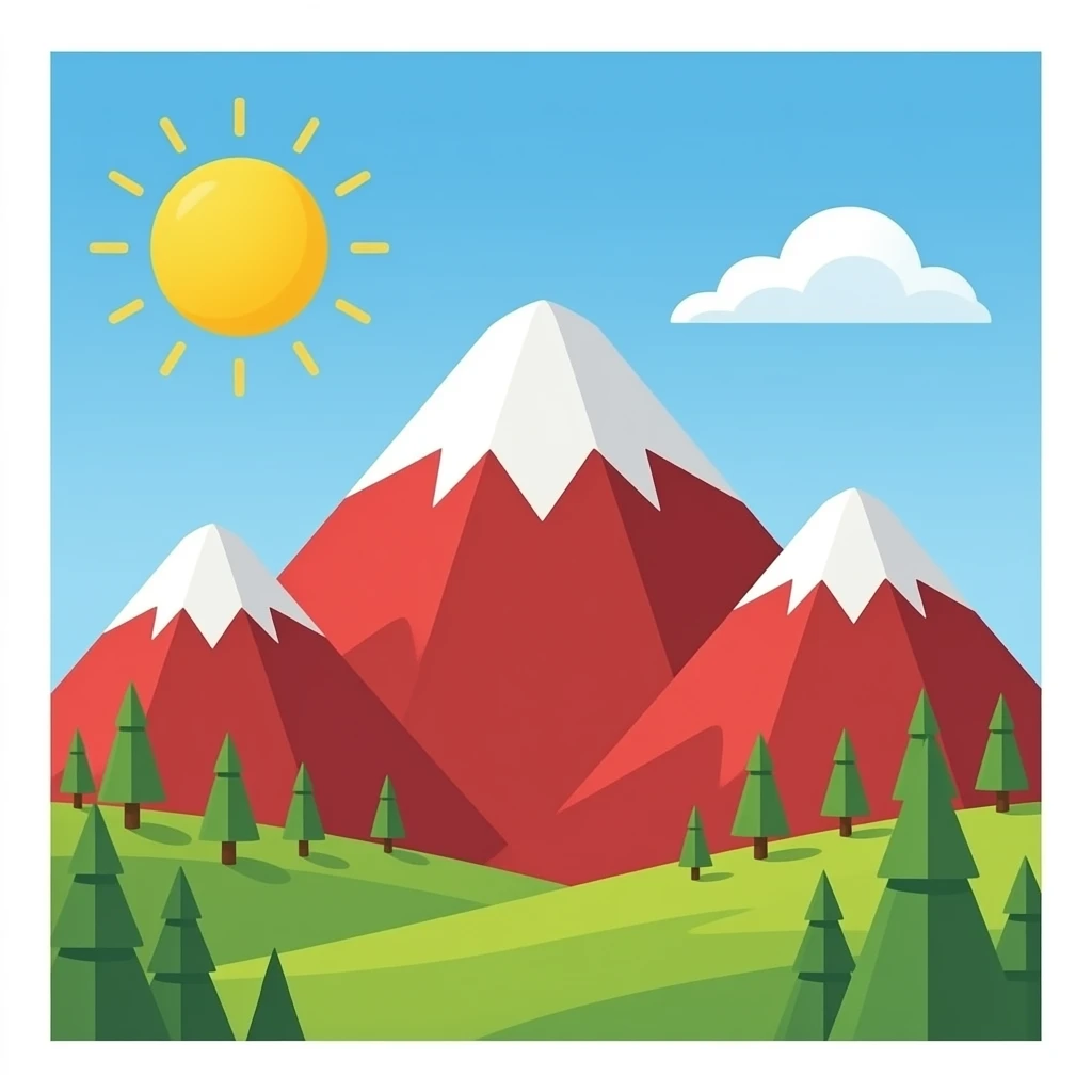 красная гора высокая на белом фоне emoji