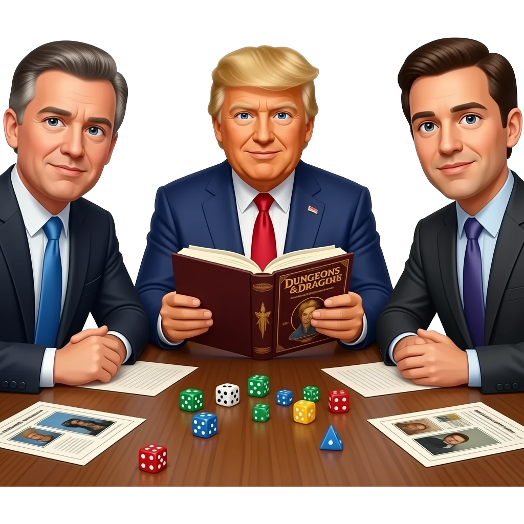 Jefferey Epstein, Donald trump and Charlie Kirk playing D&D emoji