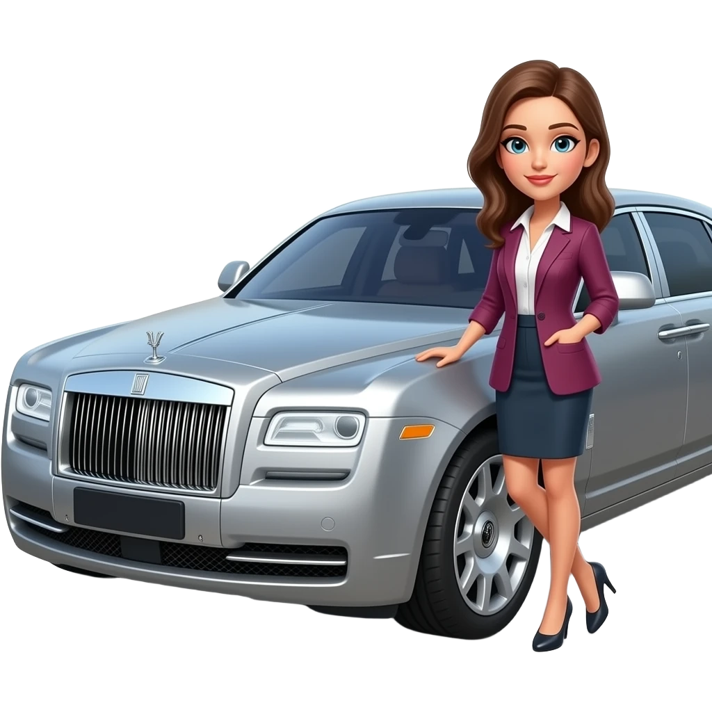 chaufeurin neben Luxuslimousine emoji