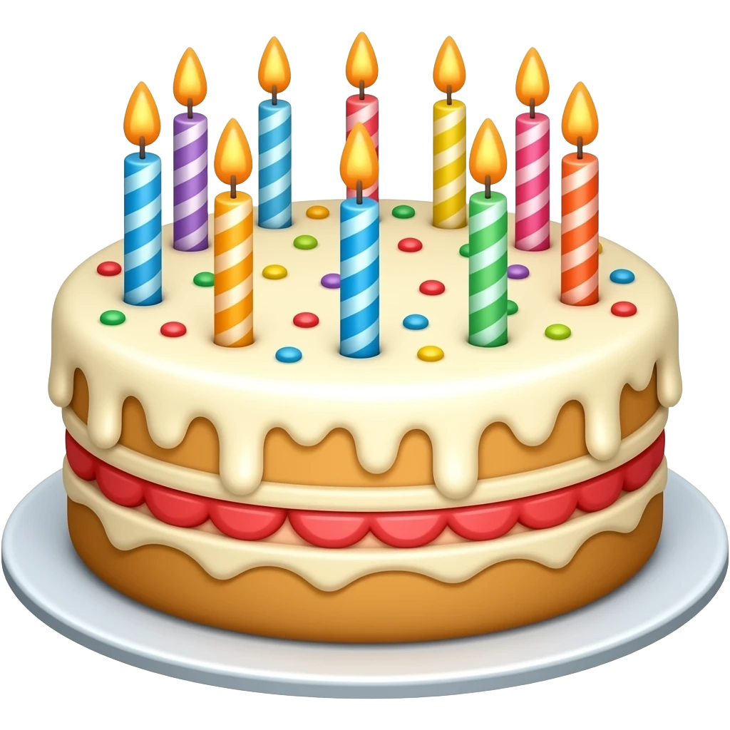 birthday cake with 10 candle emoji