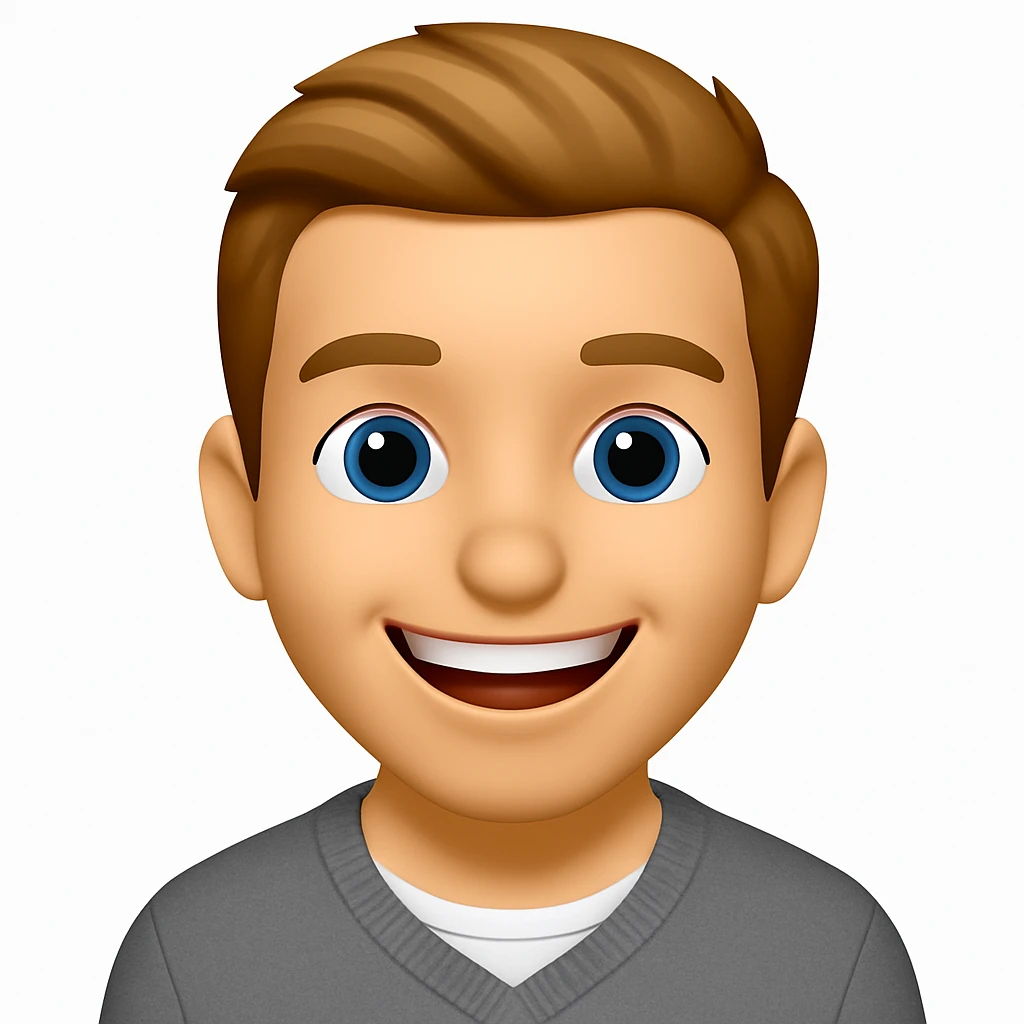 turn the second man in emoji style of the 1st image, match the facial features and clothes emoji