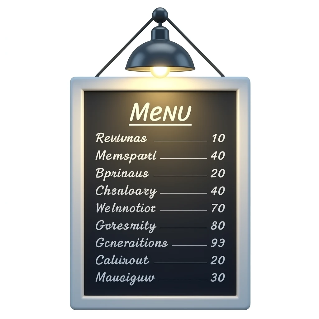hanging menu board emoji