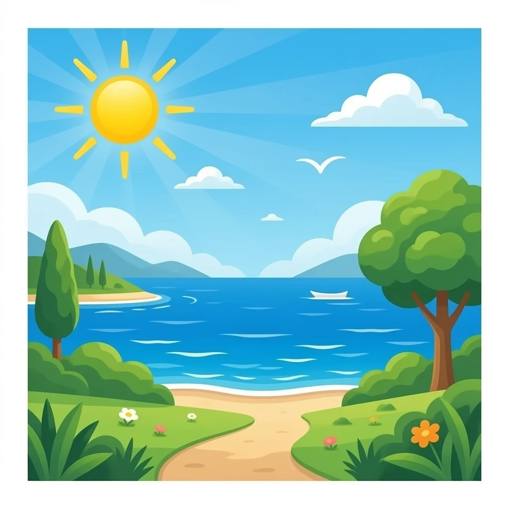 Sun and sea emoji
