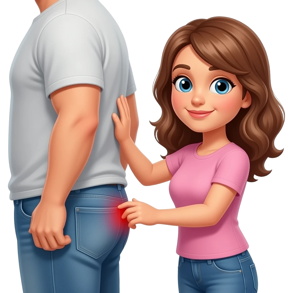 Woman spanking man's bottom emoji