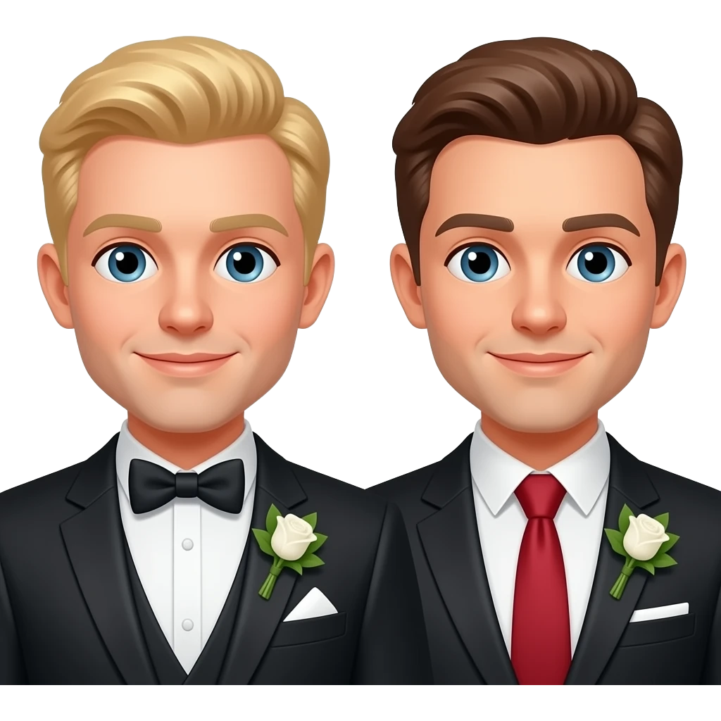 Blonde man brown hair man wedding emoji