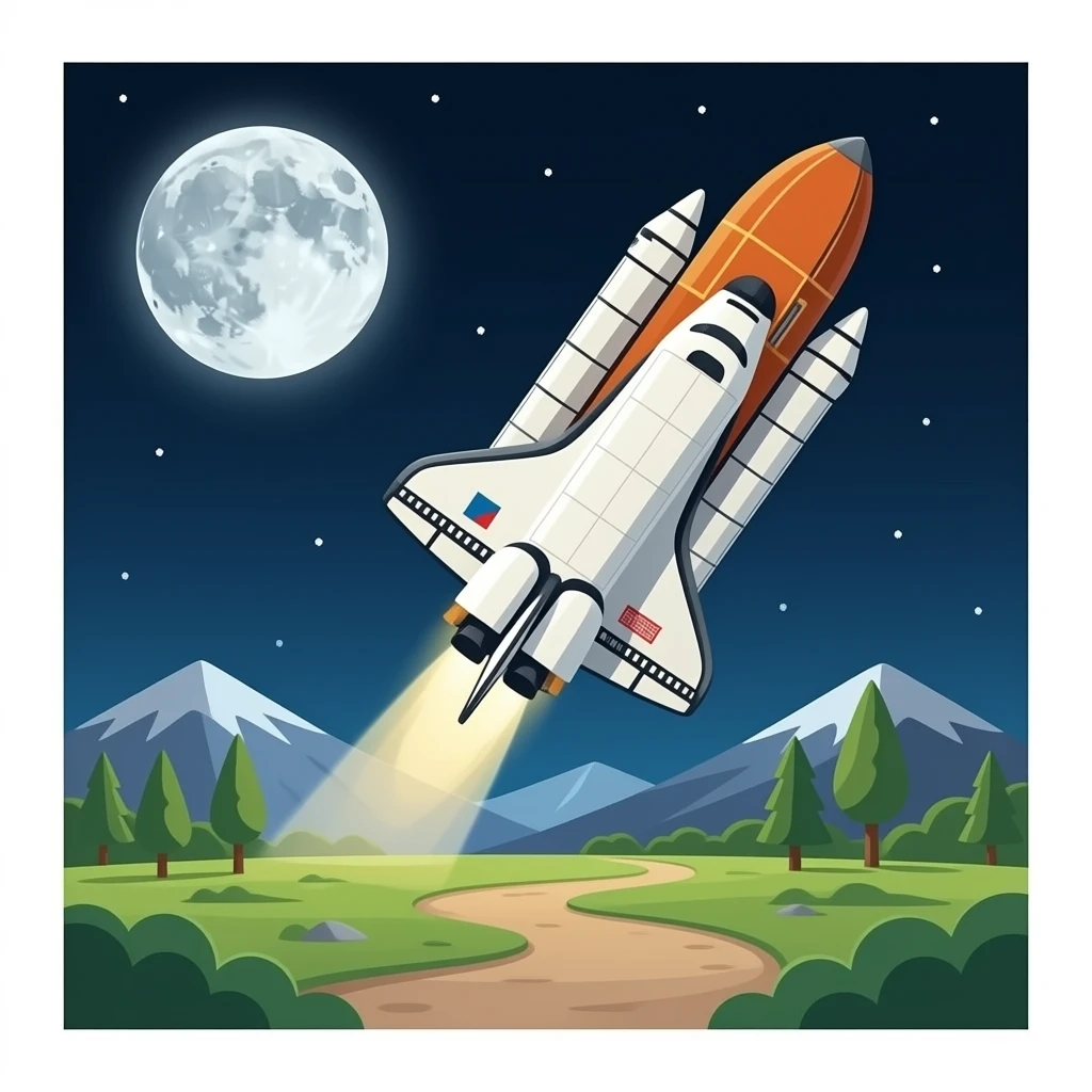 Space shuttle to the moon emoji