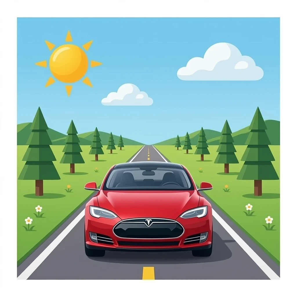 spatial path/road ahead of a tesla emoji