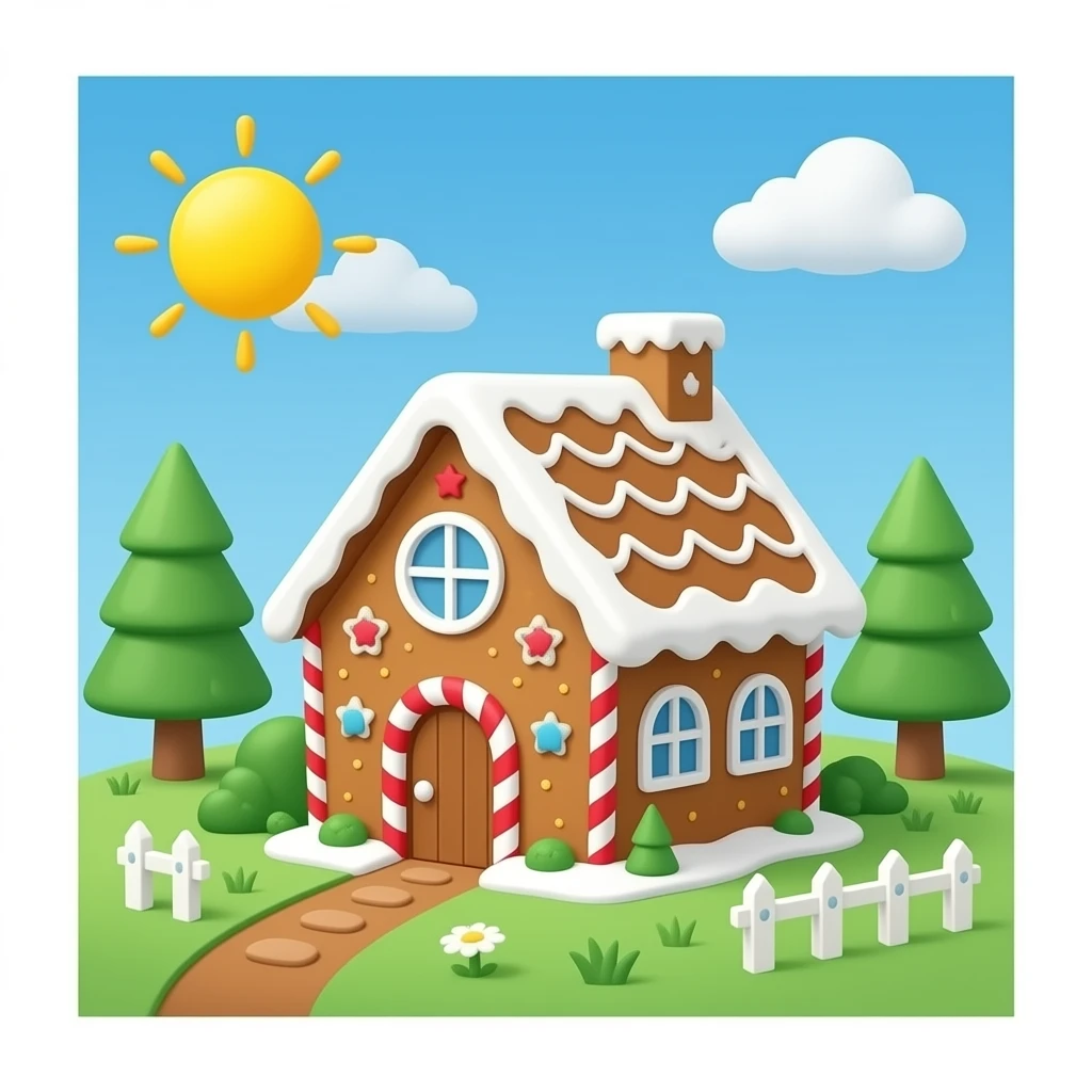blue Gingerbread House emoji