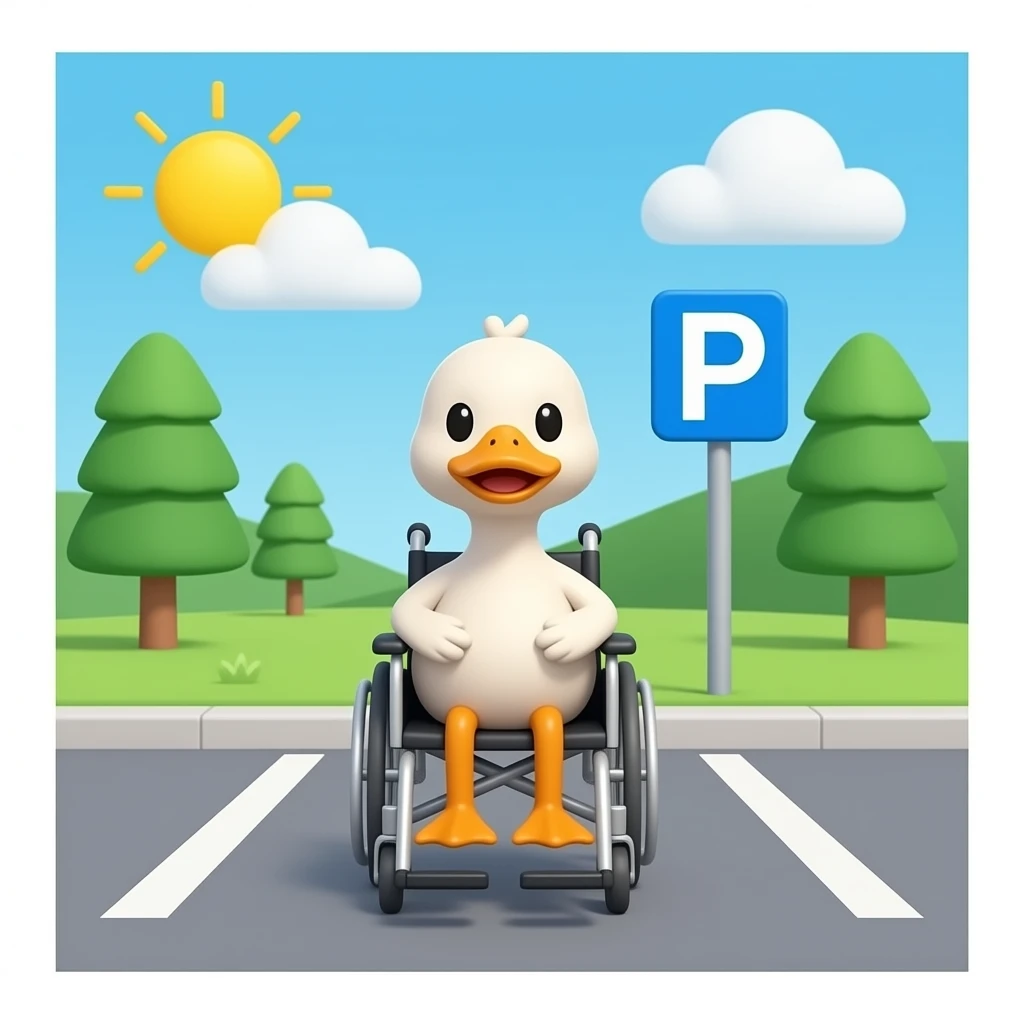 Disabled duck in a disabled parking space emoji