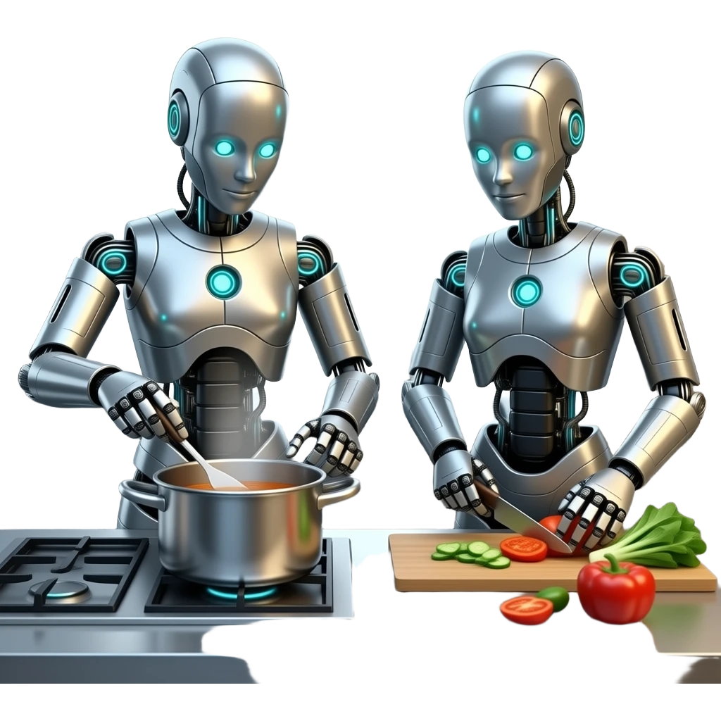 pair of robots cooking emoji