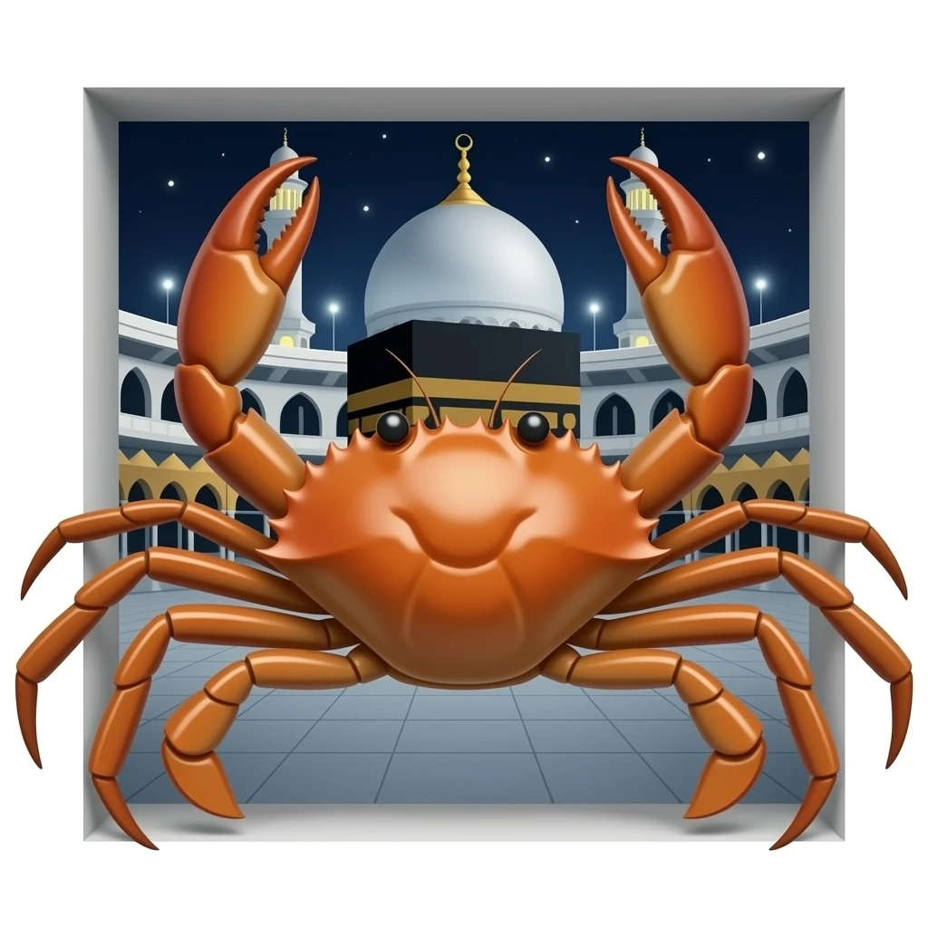The crab is in the masjid al haram kaaba emoji