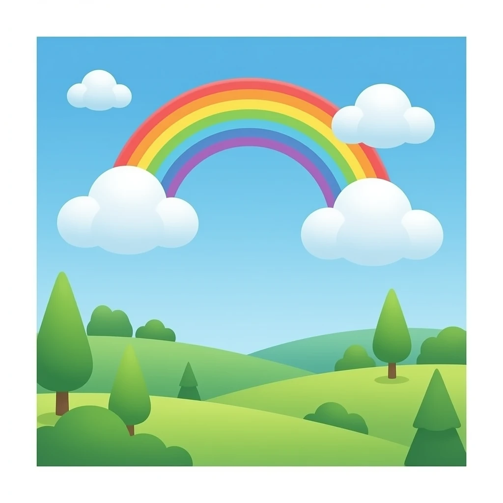 Пастельная радуга с облаками emoji