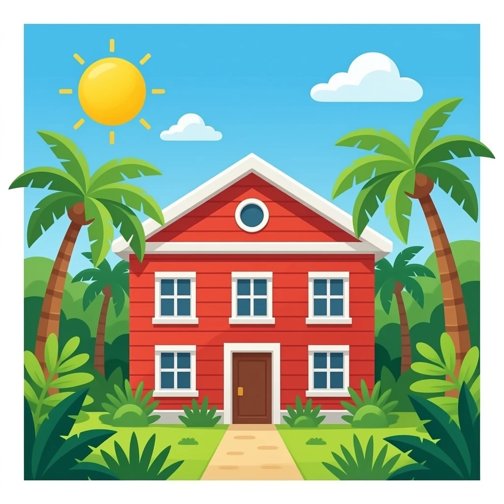 red building in the jungle emoji