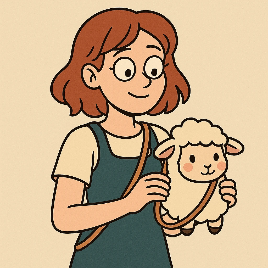 A Girl Holding a Little Lamb Bag emoji