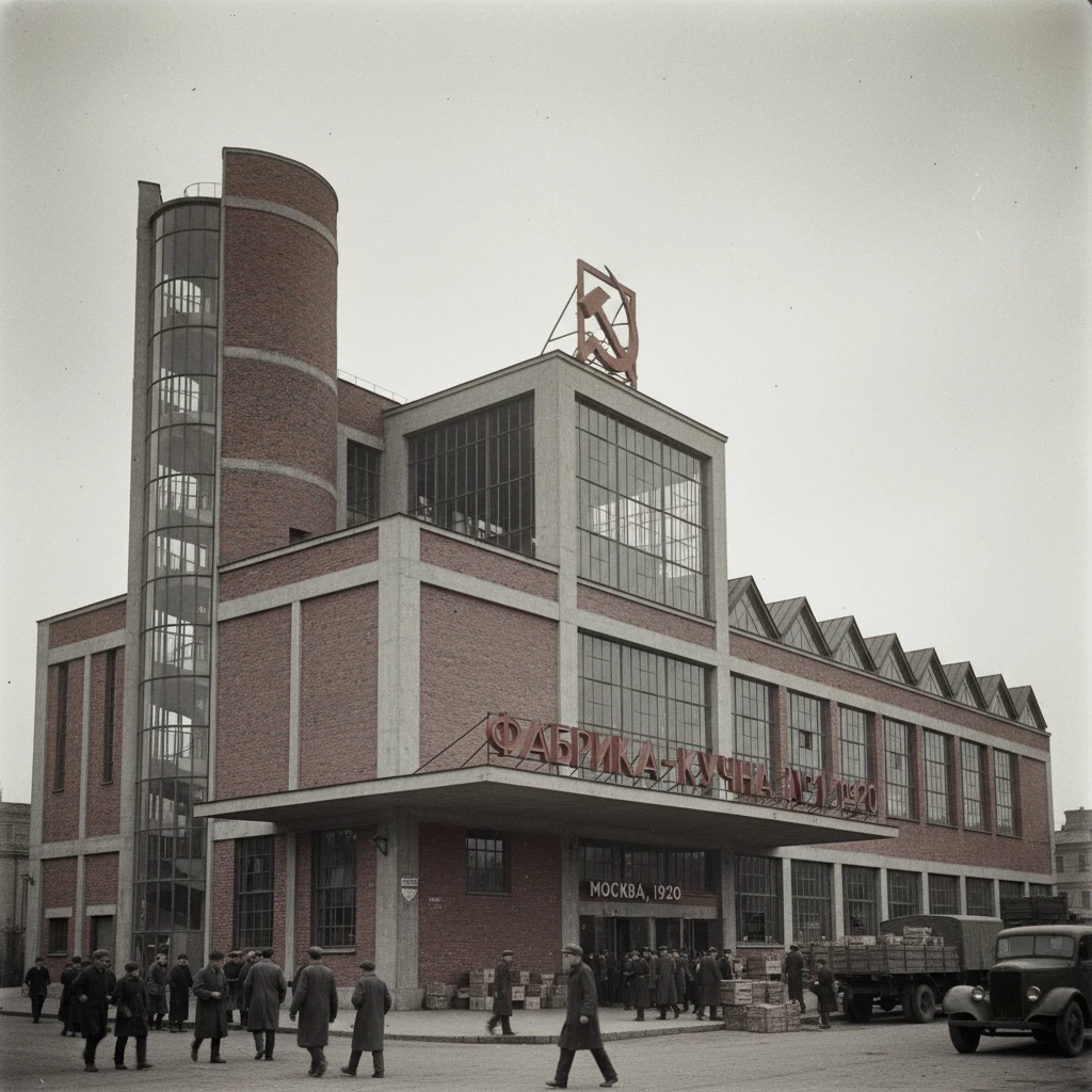 Конструктивистский фабрика-кухня в Москве 1920 года

Стиль - архивные цветные снимки emoji