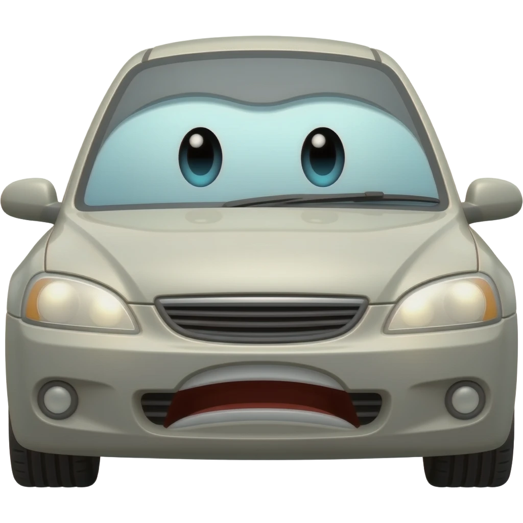 Confused scared car, subtle expression tweak emoji