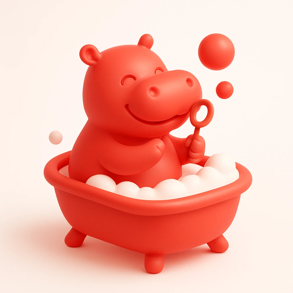 happy hippo with bubbles in bathtub emoji