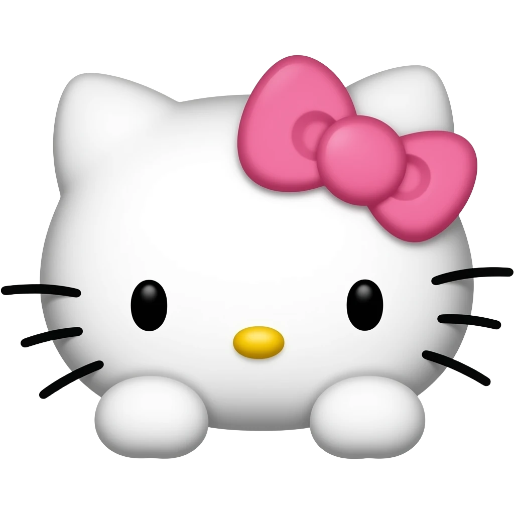 hello kitty head with two front paws and a pink bow emoji