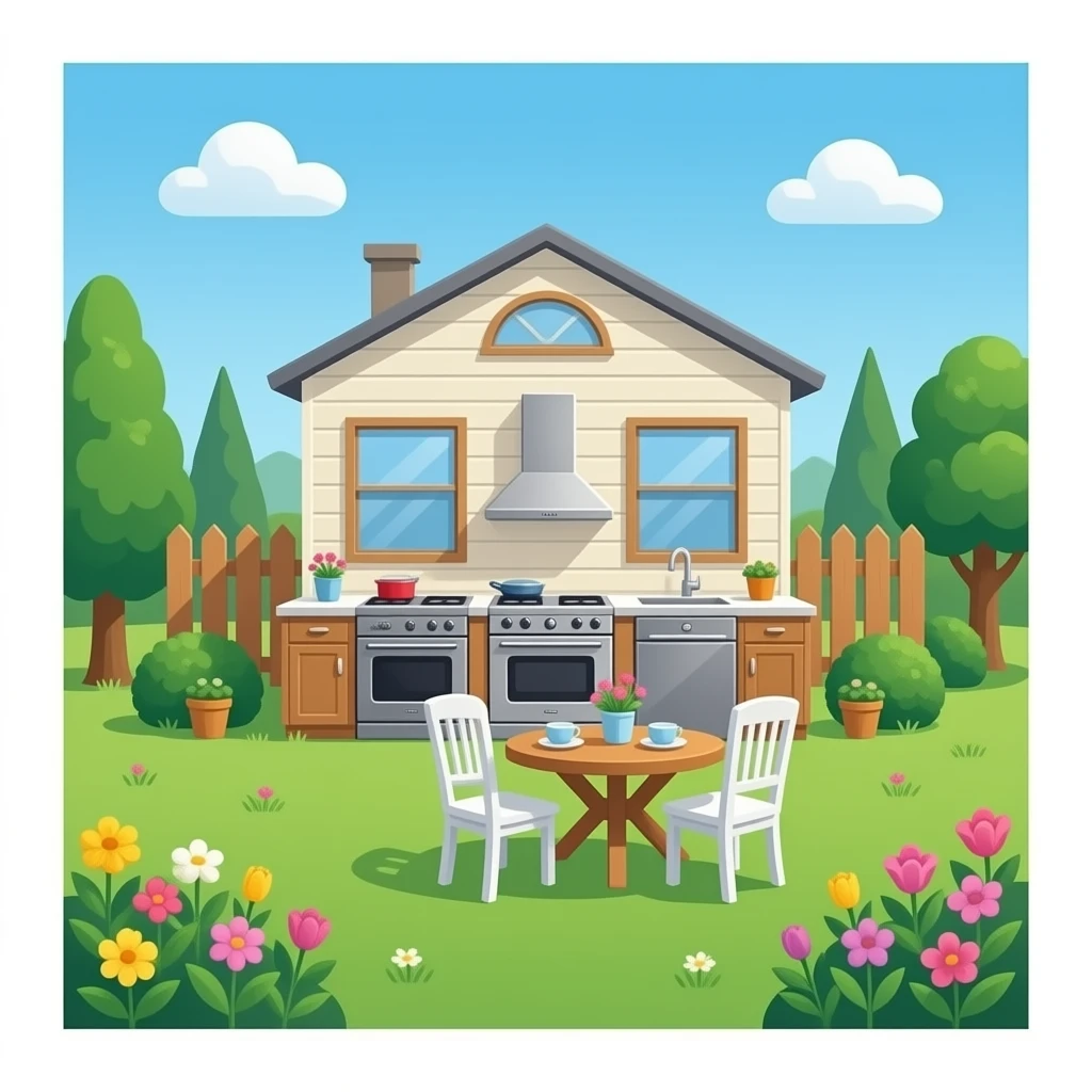 Outdoor kitchen, transparent background emoji