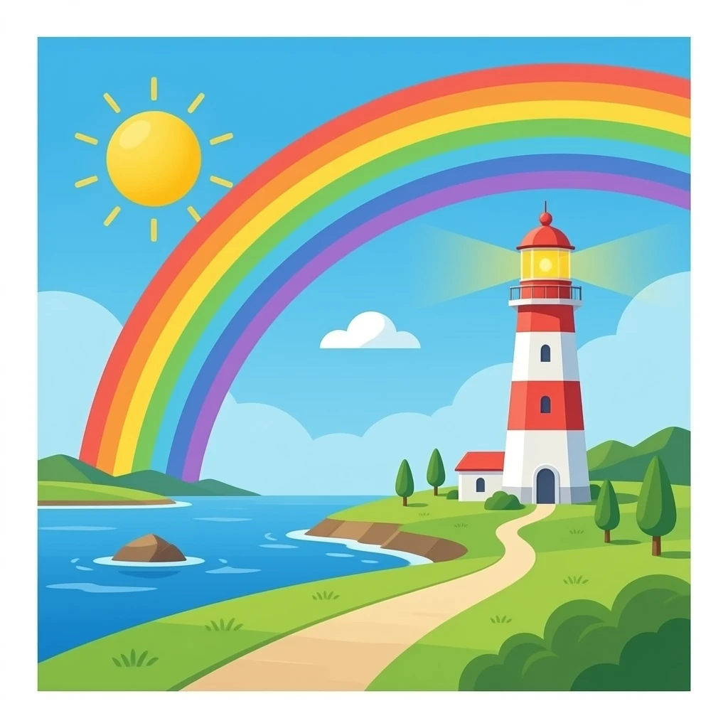 Rainbow lighthouse emoji