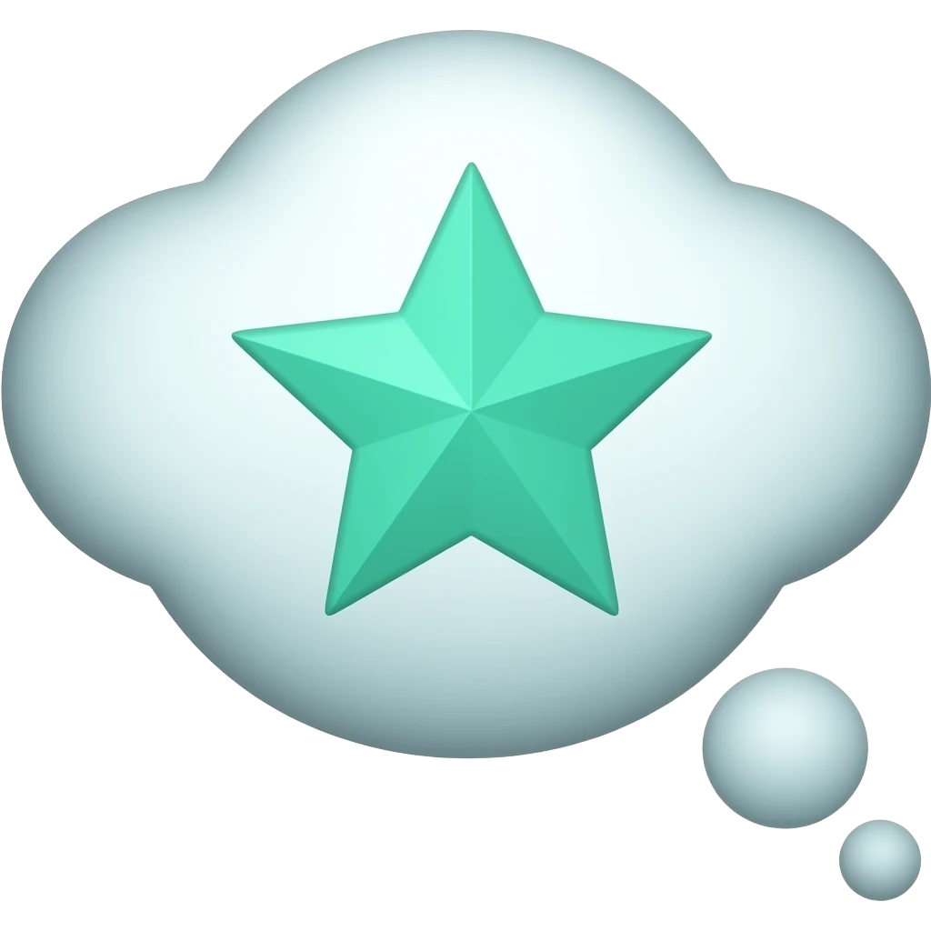 thinking bubble with mint star emoji