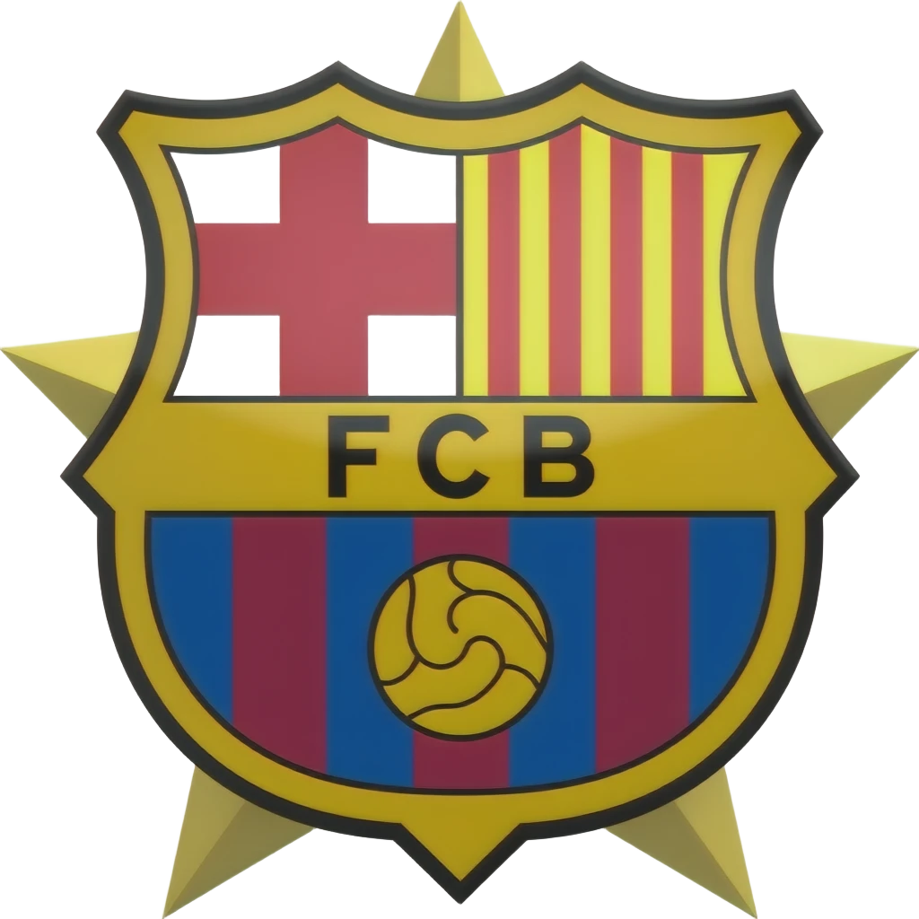 Escudo del Barça En forma de estrella tridimensional emoji