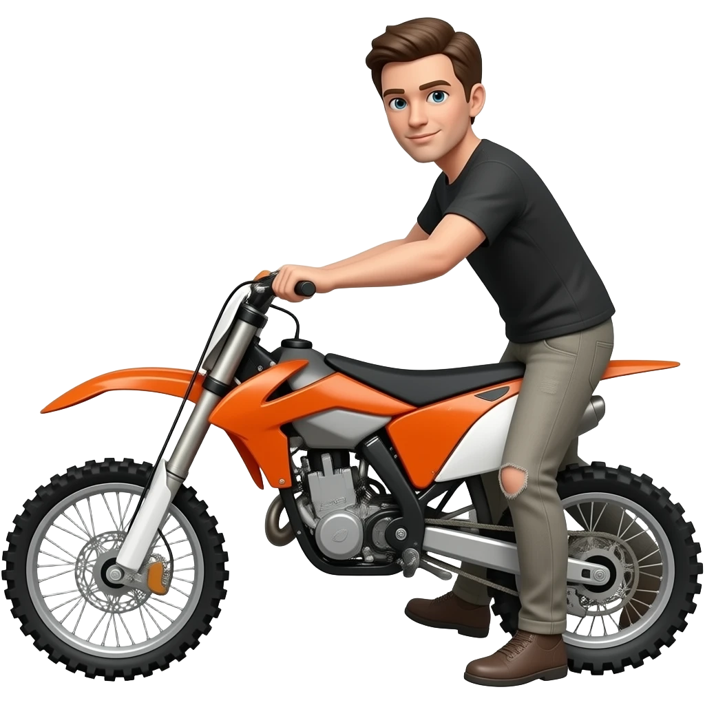 Person wheeling orange dirt bike emoji