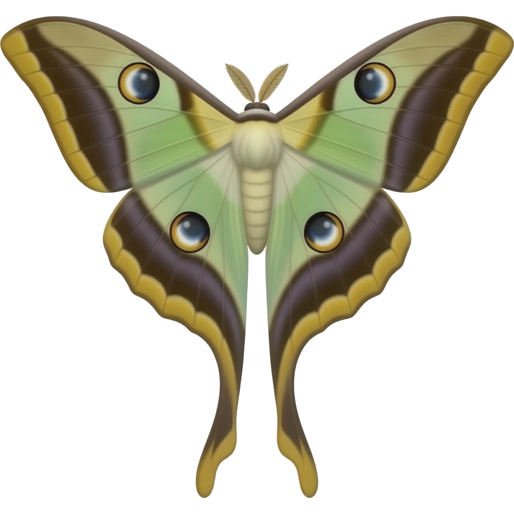 Luna moth white eyes emoji
