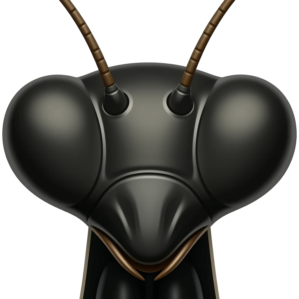 Black Praying Mantis Head emoji