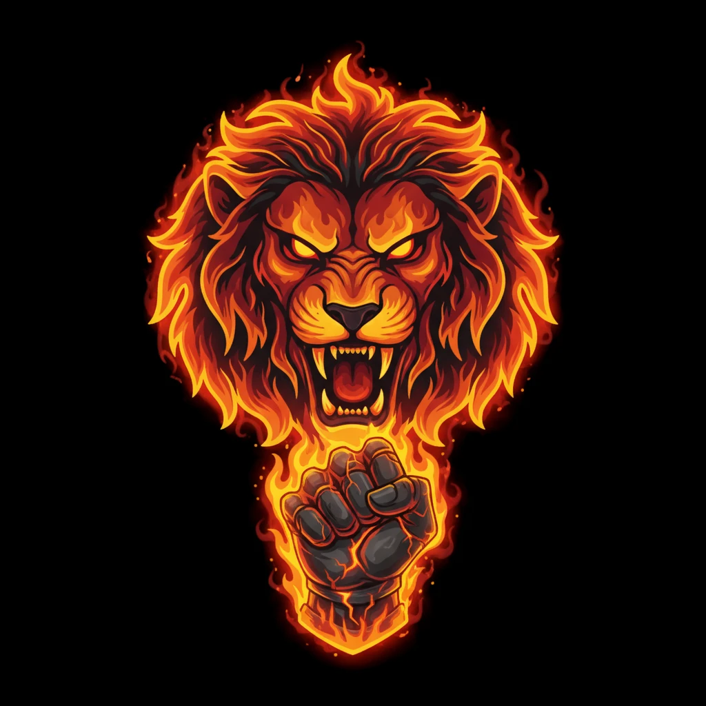 un emblème de la colère du dieu du feu avec un fond totalement transparent emoji