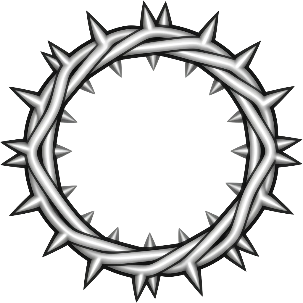 Thorn crown white, black outline emoji