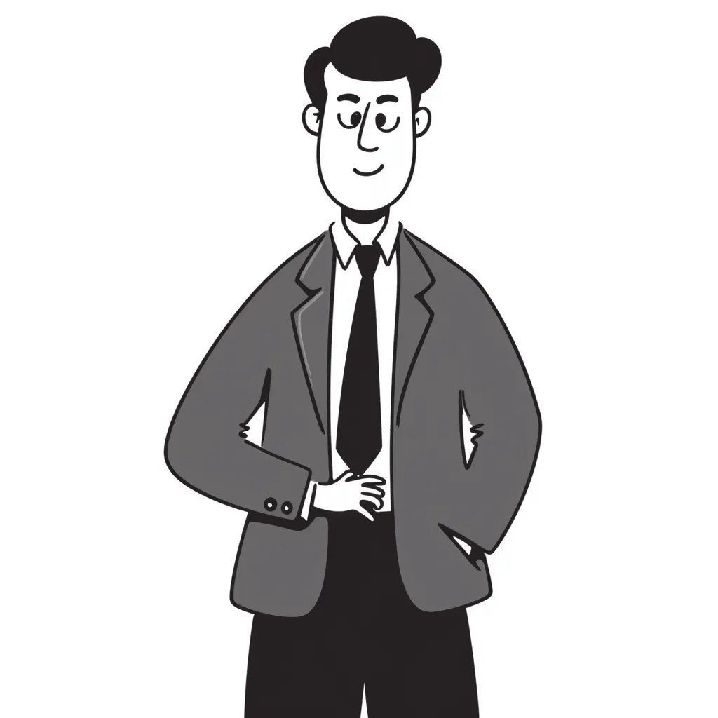 Sketch of a middle-aged man with stern expression, short hair, wearing a suit and tie emoji