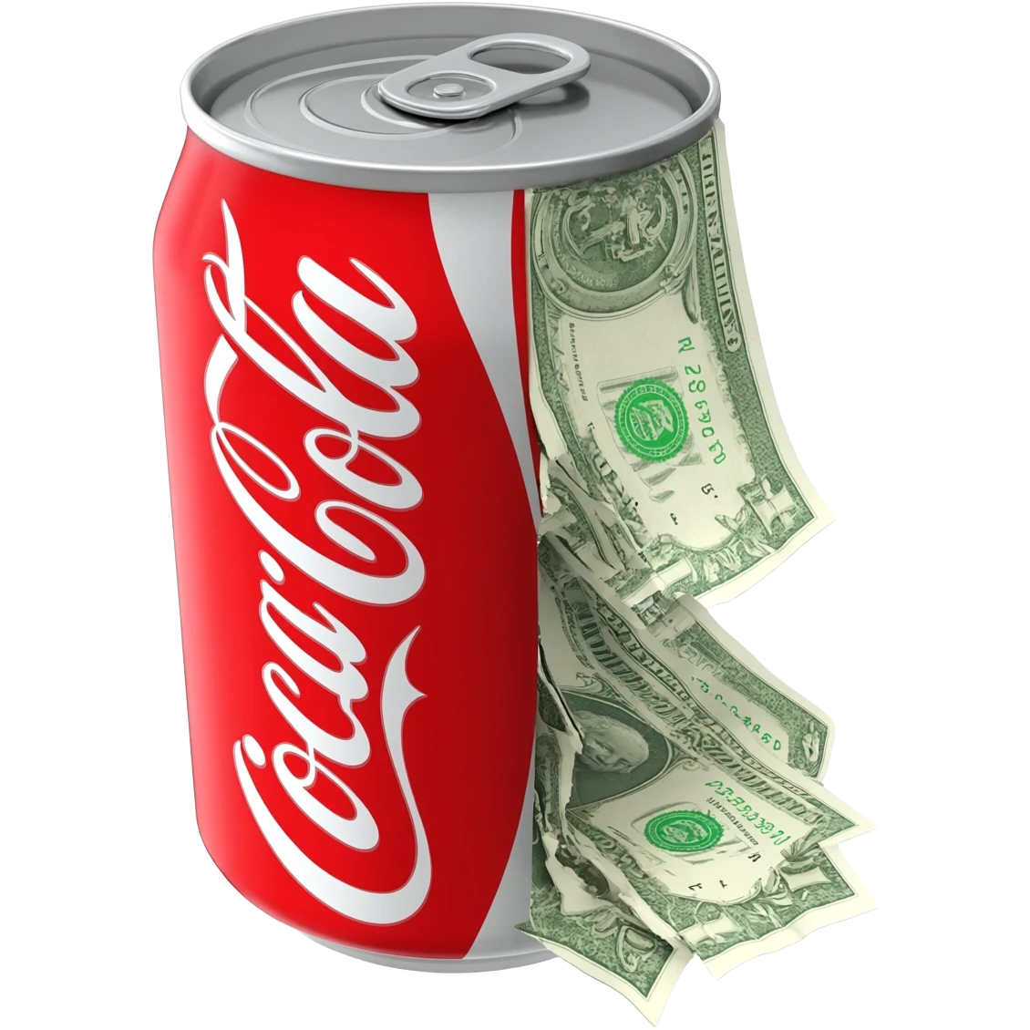 coca-cola can with money emoji