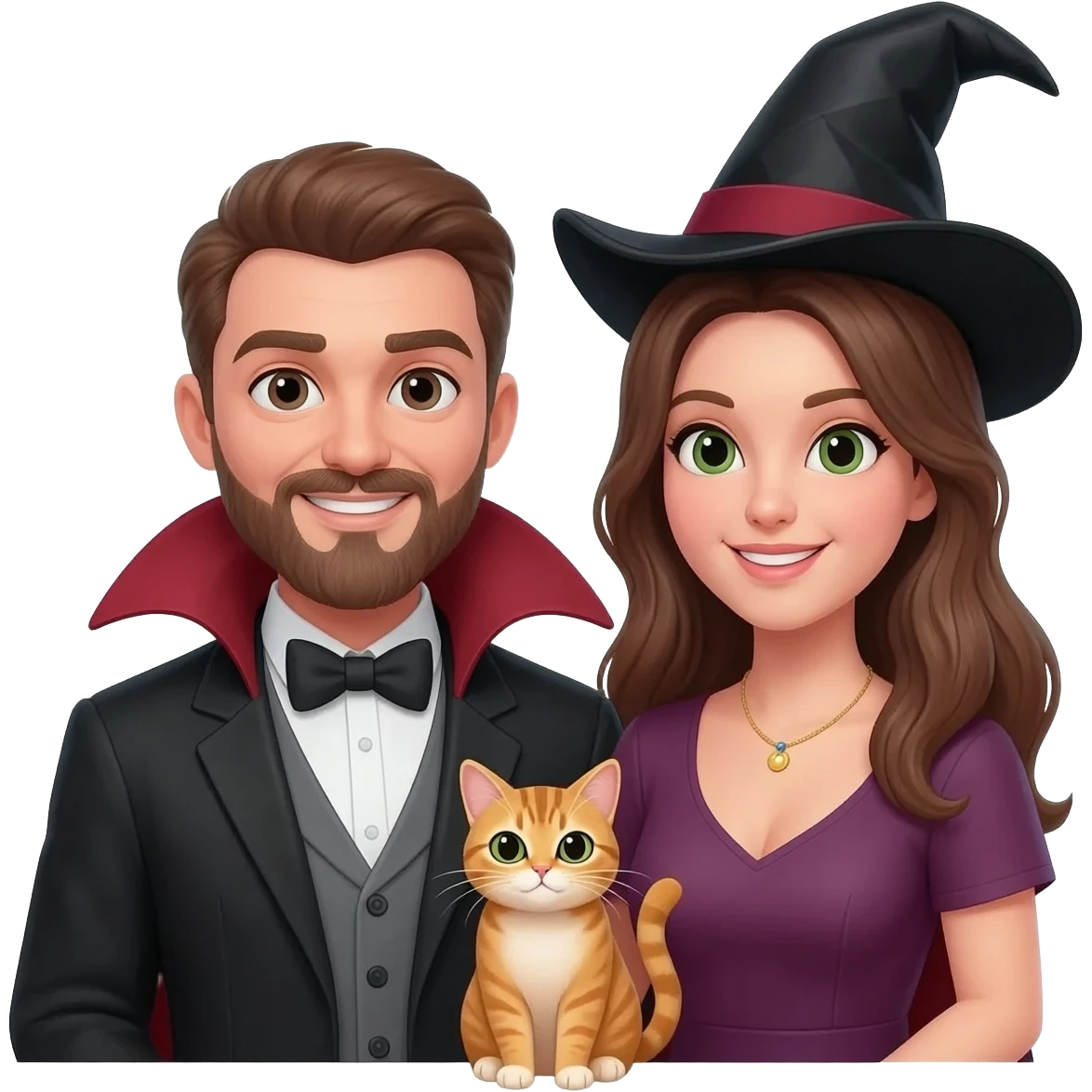 magician couple and their pet cat emoji