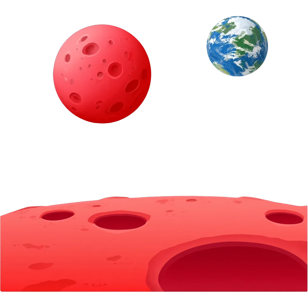 Red, moon emoji