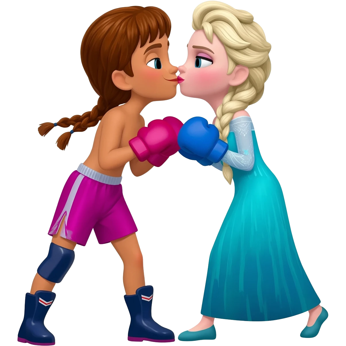 🟥🥊👩 topless boxing brown two braided haired anna arendelle vs 🟦🥊👩 ...