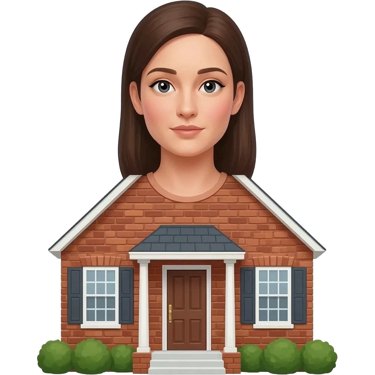 A woman with a house for a body but a human face emoji