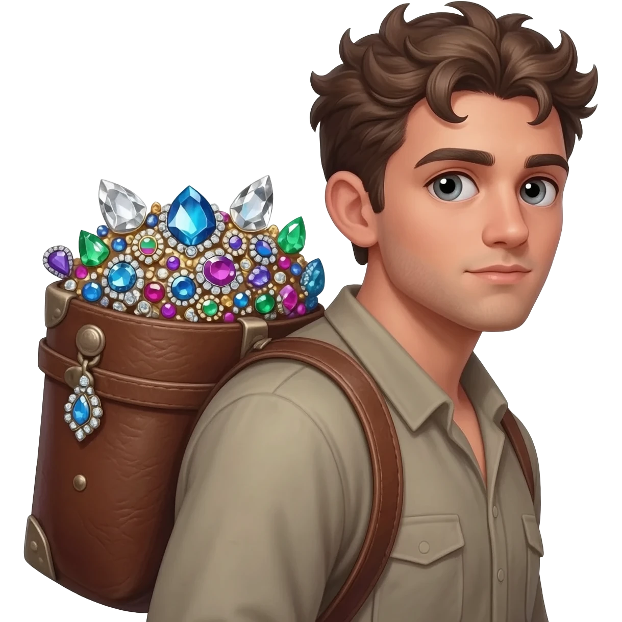  парень несет мешок с драгоценносями за спиной emoji