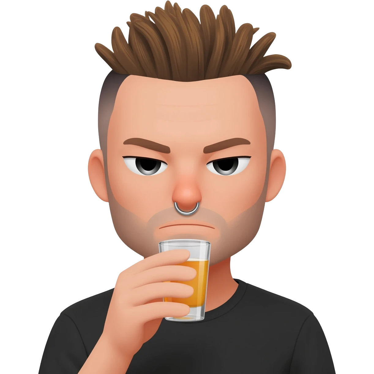 guy with septum and mullet drinking a shot emoji | AI Emoji Generator