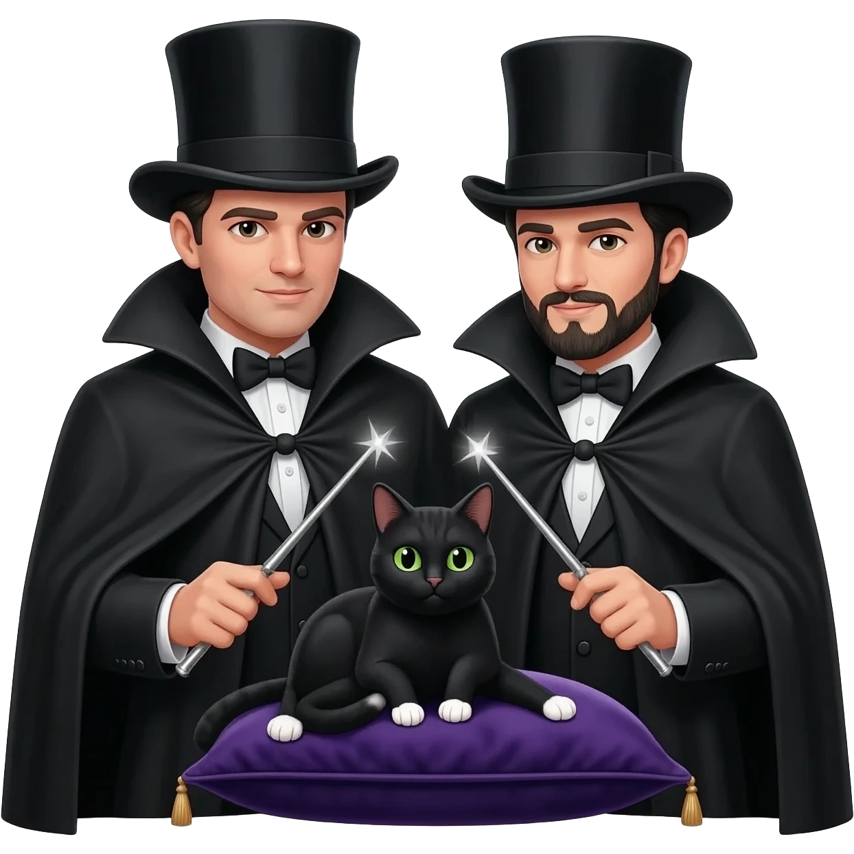 magician couple and their pet cat emoji